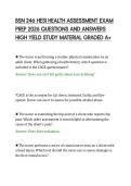 BSN 246 HESI HEALTH ASSESSMENT EXAM&NewLine;PREP 2026 QUESTIONS AND ANSWERS&NewLine;HIGH YIELD STUDY MATERIAL GRADED A&plus;