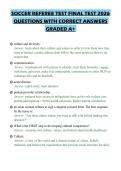 SOCCER REFEREE TEST FINAL TEST 2026&NewLine;QUESTIONS WITH CORRECT ANSWERS&NewLine;GRADED A&plus;