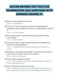 SOCCER REFEREE TEST PRACTICE&NewLine;EXAMINATION 2026 QUESTIONS WITH&NewLine;ANSWERS GRADED A&plus;