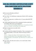 AHA BLS REVIEW CERTIFICATION SCRIPT&NewLine;2026 QUESTIONS WITH SOLUTIONS&NewLine;GRADED A&plus;