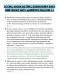 SOCIAL WORK ACTUAL EXAM PAPER 2026&NewLine;QUESTIONS WITH ANSWERS GRADED A&plus;
