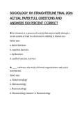 SOCIOLOGY 101 STRAIGHTERLINE FINAL 2026&NewLine;ACTUAL PAPER FULL QUESTIONS AND&NewLine;ANSWERS 100 PERCENT CORRECT&NewLine;