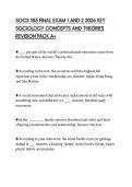 SOCS 185 FINAL EXAM 1 AND 2 2026 KEY&NewLine;SOCIOLOGY CONCEPTS AND THEORIES&NewLine;REVISION PACK A&plus;