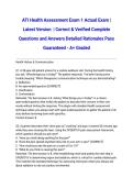 ATI Health Assessment Exam 1 Actual Exam &vert; Latest Version 2026&sol;2027 &vert; Correct & Verified Complete Questions and Answers Detailed Rationales Pass Guaranteed - A&plus; Graded