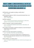 SOCY 1000 1 &lpar;MCCONNELL&rpar; ACTUAL&NewLine;EXAM PAPER 2026 QUESTIONS WITH&NewLine;ANSWERS GRADED A&plus;&NewLine;