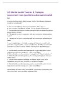 ATI Mental Health Theories & Therapies&NewLine;Assessment Exam questions and answers Graded&NewLine;A&plus;