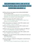 SOLIDWORKS CSWA-AM ACTUAL&NewLine;EXAM PAPER 2026 QUESTIONS WITH&NewLine;ANSWERS GRADED A&plus;&NewLine;