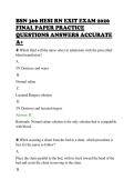 BSN 366 HESI RN EXIT EXAM 2026&NewLine;FINAL PAPER PRACTICE&NewLine;QUESTIONS ANSWERS ACCURATE&NewLine;A&plus;&NewLine;