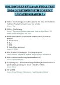 SOLIDWORKS CSWA-AM FINAL TEST&NewLine;2026 QUESTIONS WITH CORRECT&NewLine;ANSWERS GRADED A&plus;&NewLine;