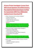 Arizona Private Investigator License Exam&NewLine;With Actual Questions & Verified Answers&comma;&NewLine;Plus Explained Rationales&sol;Expert Verified&NewLine;For Guaranteed 100&percnt; Pass 2026&sol;Latest&NewLine;Update&sol;Instant Download Pdf