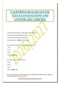 CALIFORNIA DEALER LICENSE&NewLine;TEST EXAM QUESTIONS AND&NewLine;ANSWERS 2026 VERIFIED&period;