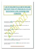 CJE FUNDAMENTALS BENCHMARK&NewLine;REVIEW FOR LPN PROGRAM&period; EXAM&NewLine;QUESTIONS AND ANSWERS 2026&NewLine;VERIFIED&period;
