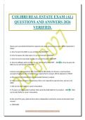 COLIBRI REAL ESTATE EXAM &lpar;AL&rpar;&NewLine;QUESTIONS AND ANSWERS 2026&NewLine;VERIFIED&period;