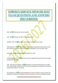 FOREIGN SERVICE OFFICER TEST&NewLine;EXAM QUESTIONS AND ANSWERS&NewLine;2026 VERIFIED&period;