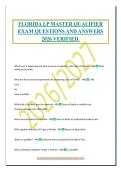 FLORIDA LP MASTER QUALIFIER&NewLine;EXAM QUESTIONS AND ANSWERS&NewLine;2026 VERIFIED&period;