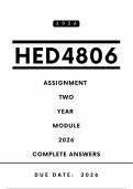 HED4806 Assignment 2 Answers - Year Module &comma; 2026 &vert; Due Date 2026