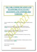 NSG 3180&colon; COMMUNICATION AND&NewLine;TEAMWORK FINAL EXAM 2&NewLine;QUESTIONS AND ANSWERS 2026&NewLine;VERIFIED&period;