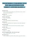 AIR METHODS CC PARAMEDIC FINAL&NewLine;TEST 2026 QUESTIONS WITH&NewLine;CORRECT ANSWERS GRADED A&plus;&NewLine;