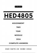 HED4805 Assignment 2  Answers - Year Module &comma; 2026&vert; Due Date 24 June 2026