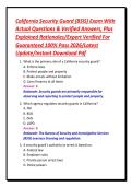California Security Guard &lpar;BSIS&rpar; Exam With&NewLine;Actual Questions & Verified Answers&comma; Plus&NewLine;Explained Rationales&sol;Expert Verified For&NewLine;Guaranteed 100&percnt; Pass 2026&sol;Latest&NewLine;Update&sol;Instant Download Pdf