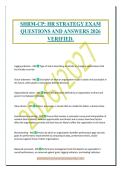SHRM-CP&colon; HR STRATEGY EXAM&NewLine;QUESTIONS AND ANSWERS 2026&NewLine;VERIFIED&period;