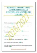 SPORTS IOT ARTHREX EXAM&comma;&NewLine;COMPREHENSIVE EXAM&NewLine;QUESTIONS AND ANSWERS 2026&NewLine;VERIFIED&period;