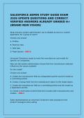 &NewLine;SALESFORCE ADMIN STUDY GUIDE EXAM 2026 UPDATE QUESTIONS AND CORRECT VERIFIED ANSWERS ALREADY GRADED A&plus; &lpar;BRAND NEW VISION&rpar;&NewLine;