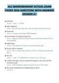 ALC MARKSMANSHIP ACTUAL EXAM&NewLine;PAPER 2026 QUESTIONS WITH ANSWERS&NewLine;GRADED A&plus;