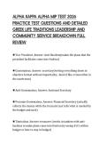ALPHA KAPPA ALPHA MIP TEST 2026&NewLine;PRACTICE TEST QUESTIONS AND DETAILED&NewLine;GREEK LIFE TRADITIONS LEADERSHIP AND&NewLine;COMMUNITY SERVICE BREAKDOWN FULL&NewLine;REVIEW