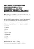 ALPP CERTIFIED LACTATION&NewLine;COUNSELOR CLC ACTUAL&NewLine;EXAMPREP 2026 SOLVED&NewLine;QUESTIONS WITH FULL SOLUTION