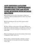 ALPP CERTIFIED LACTATION&NewLine;COUNSELOR CLC COMPREHENSIVE&NewLine;EXAMINATION TEST 2026 STUDY&NewLine;GUIDE QUESTIONS WITH DETAILED&NewLine;SOLUTIONS