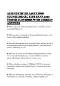 ALPP CERTIFIED LACTATION&NewLine;COUNSELOR CLC TEST BANK 2026&NewLine;TESTED QUESTIONS WITH CORRECT&NewLine;ANSWERS