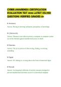 CYBER AWARENESS CERTIFICATION&NewLine;EVALUATION TEST 2026 LATEST SOLVED&NewLine;QUESTIONS VERIFIED GRADED A&plus;