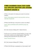 CYBER AWARENESS EXAM STUDY GUIDE&NewLine;2026 UPDATED QUESTIONS AND ANSWERS&NewLine;ACCURATE GRADED A&plus;
