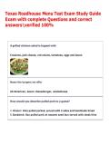 Texas Roadhouse Menu Test Exam Study Guide &NewLine;Exam with complete Questions and correct &NewLine;answersverified 100&percnt;