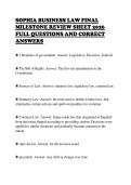 SOPHIA BUSINESS LAW FINAL&NewLine;MILESTONE REVIEW SHEET 2026&NewLine;FULL QUESTIONS AND CORRECT&NewLine;ANSWERS