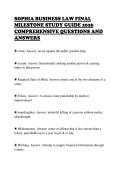 SOPHIA BUSINESS LAW FINAL&NewLine;MILESTONE STUDY GUIDE 2026&NewLine;COMPREHENSIVE QUESTIONS AND&NewLine;ANSWERS&NewLine;