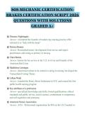 SOS MECHANIC CERTIFICATIONBRAKES CERTIFICATION SCRIPT 2026&NewLine;QUESTIONS WITH SOLUTIONS&NewLine;GRADED A&plus;&NewLine;