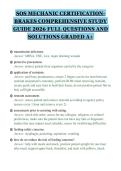 SOS MECHANIC CERTIFICATIONBRAKES COMPREHENSIVE STUDY&NewLine;GUIDE 2026 FULL QUESTIONS AND&NewLine;SOLUTIONS GRADED A&plus;&NewLine;