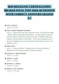 SOS MECHANIC CERTIFICATIONBRAKES FINAL TEST 2026 QUESTIONS&NewLine;WITH CORRECT ANSWERS GRADED&NewLine;A&plus;
