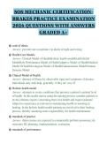 SOS MECHANIC CERTIFICATIONBRAKES PRACTICE EXAMINATION&NewLine;2026 QUESTIONS WITH ANSWERS&NewLine;GRADED A&plus;