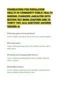 FOUNDATIONS FOR POPULATION&NewLine;HEALTH IN COMMUNITY PUBLIC HEALTH&NewLine;NURSING STANHOPE LANCASTER SIXTH&NewLine;EDITION TEST BANK CHAPTERS ONE TO&NewLine;THIRTY TWO 2026 QUESTIONS ANSWERS&NewLine;GRADED A&plus;