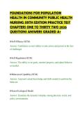 FOUNDATIONS FOR POPULATION&NewLine;HEALTH IN COMMUNITY PUBLIC HEALTH&NewLine;NURSING SIXTH EDITION PRACTICE TEST&NewLine;CHAPTERS ONE TO THIRTY TWO 2026&NewLine;QUESTIONS ANSWERS GRADED A&plus;