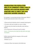 FOUNDATIONS FOR POPULATION&NewLine;HEALTH IN COMMUNITY PUBLIC HEALTH&NewLine;NURSING SIXTH EDITION REVIEW SHEET&NewLine;CHAPTERS ONE TO THIRTY TWO 2026&NewLine;QUESTIONS ANSWERS GRADED A&plus;