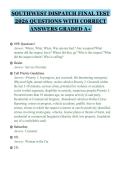 SOUTHWEST DISPATCH FINAL TEST&NewLine;2026 QUESTIONS WITH CORRECT&NewLine;ANSWERS GRADED A&plus;&NewLine;