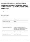 Gold Coast real estate 63 hour course EXAM&comma; comprehensive questions and verified answers &vert;&vert; QUESTIONS WITH ACCURATE ANSWERS &vert; GET IT RIGHT &vert;2026&excl;&NewLine;&NewLine;