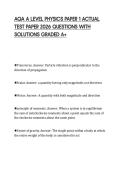 AQA A LEVEL PHYSICS PAPER 1 ACTUAL &NewLine;TEST PAPER 2026 QUESTIONS WITH &NewLine;SOLUTIONS GRADED A&plus; 