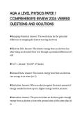 AQA A LEVEL PHYSICS PAPER 1 ACTUAL &NewLine;TEST PAPER 2026 QUESTIONS WITH &NewLine;SOLUTIONS GRADED A&plus; 