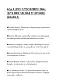 AQA A LEVEL PHYSICS PAPER 1 FINAL&NewLine;PAPER 2026 FULL Q&A STUDY GUIDE&NewLine;GRADED A&plus;&NewLine;