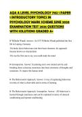 AQA A LEVEL PSYCHOLOGY 7182 1 PAPER&NewLine;1 INTRODUCTORY TOPICS IN&NewLine;PSYCHOLOGY MARK SCHEME JUNE 2020&NewLine;EXAMINATION TEST 2026 QUESTIONS&NewLine;WITH SOLUTIONS GRADED A&plus;